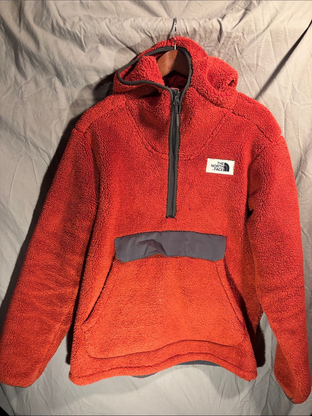The North Face Kids Red Sherpa Half-Zip Pullover